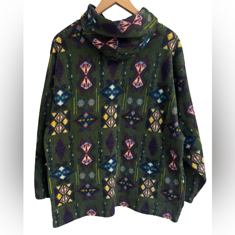 Vintage SANTANA Fleece Hoodie Mens M Aztec Southwest Hooded Sweatshirt Retro 90s - Picture 3 of 8